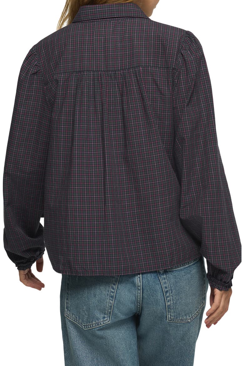 Pintucked Cotton Shirt, Alternate, color, BLUE GREEN PLAID