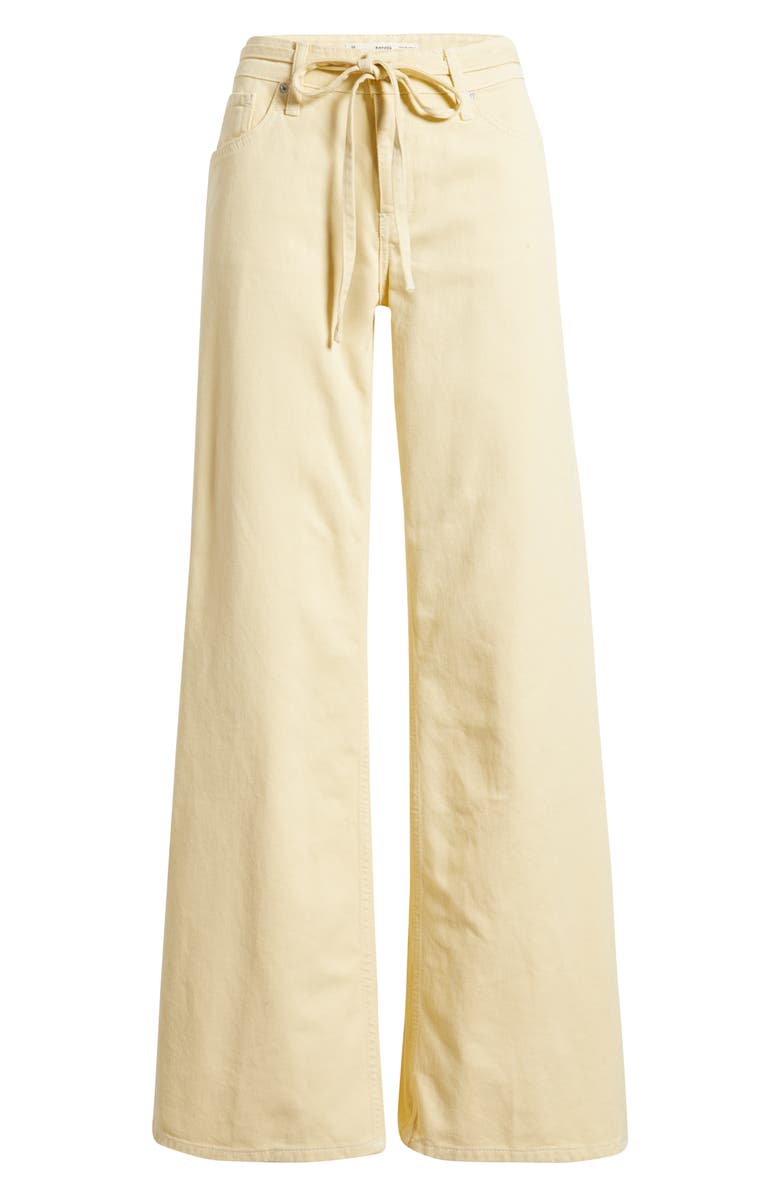 MANGO Olivia Tie Belt High Waist Wide Leg Jeans, Alternate, color, Yellow