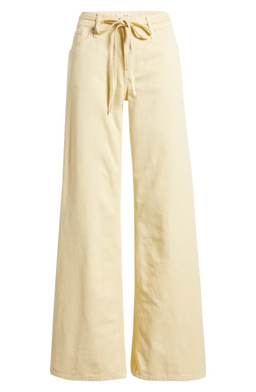 Mango Olivia Tie Belt High Waist Wide Leg Jeans In Yellow