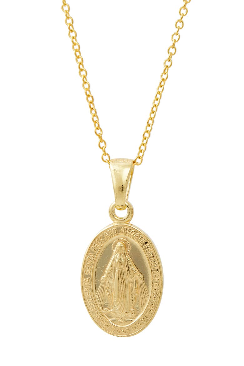 Miraculous Virgin Mary Pendant Necklace, Main, color, YELLOW
