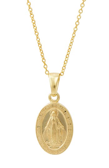 Savvy Cie Jewels Miraculous Virgin Mary Pendant Necklace In Yellow