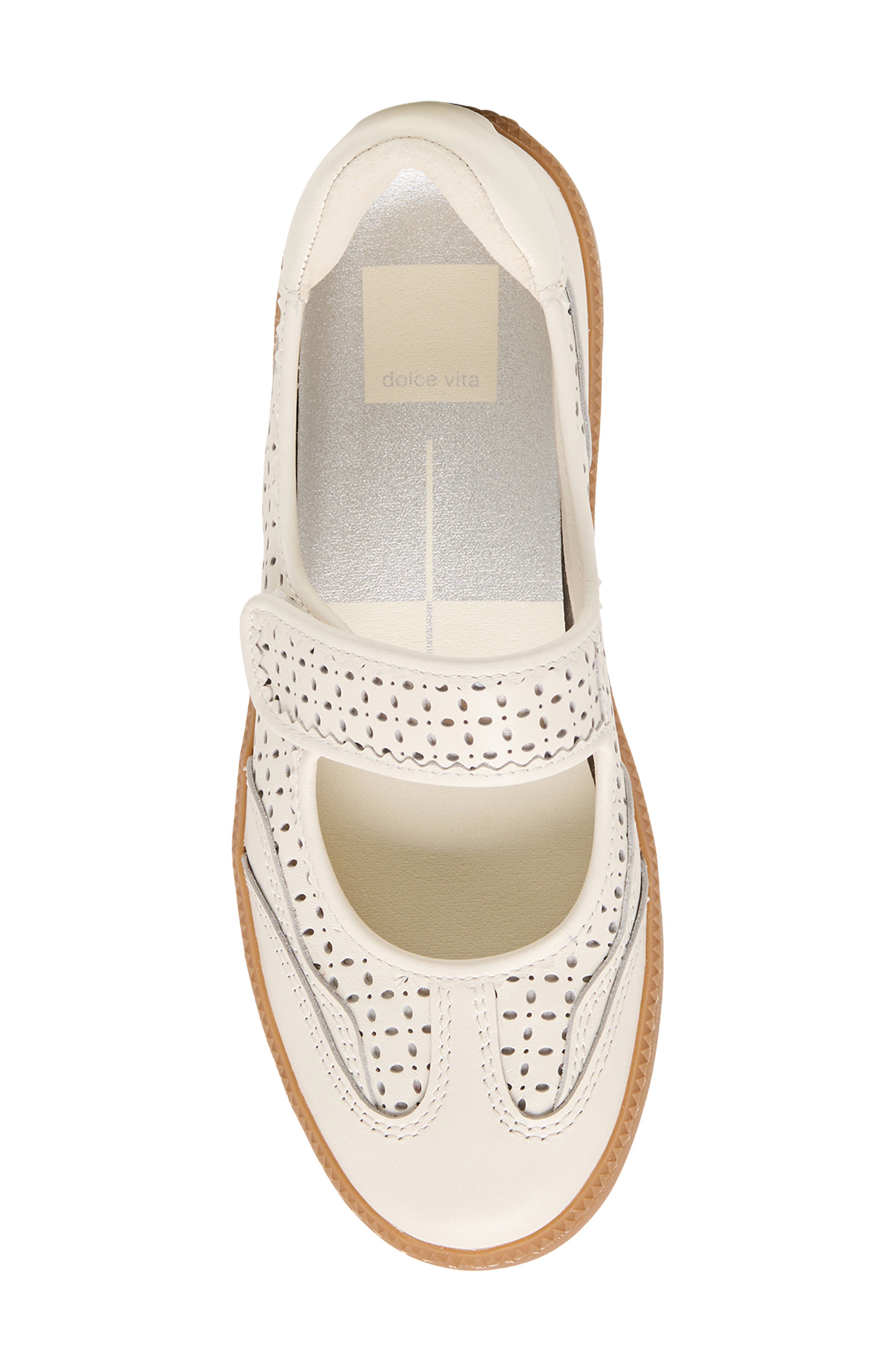 Dolce Vita Nanet Mary Jane Flat, Alternate, color, White Perforated Leather