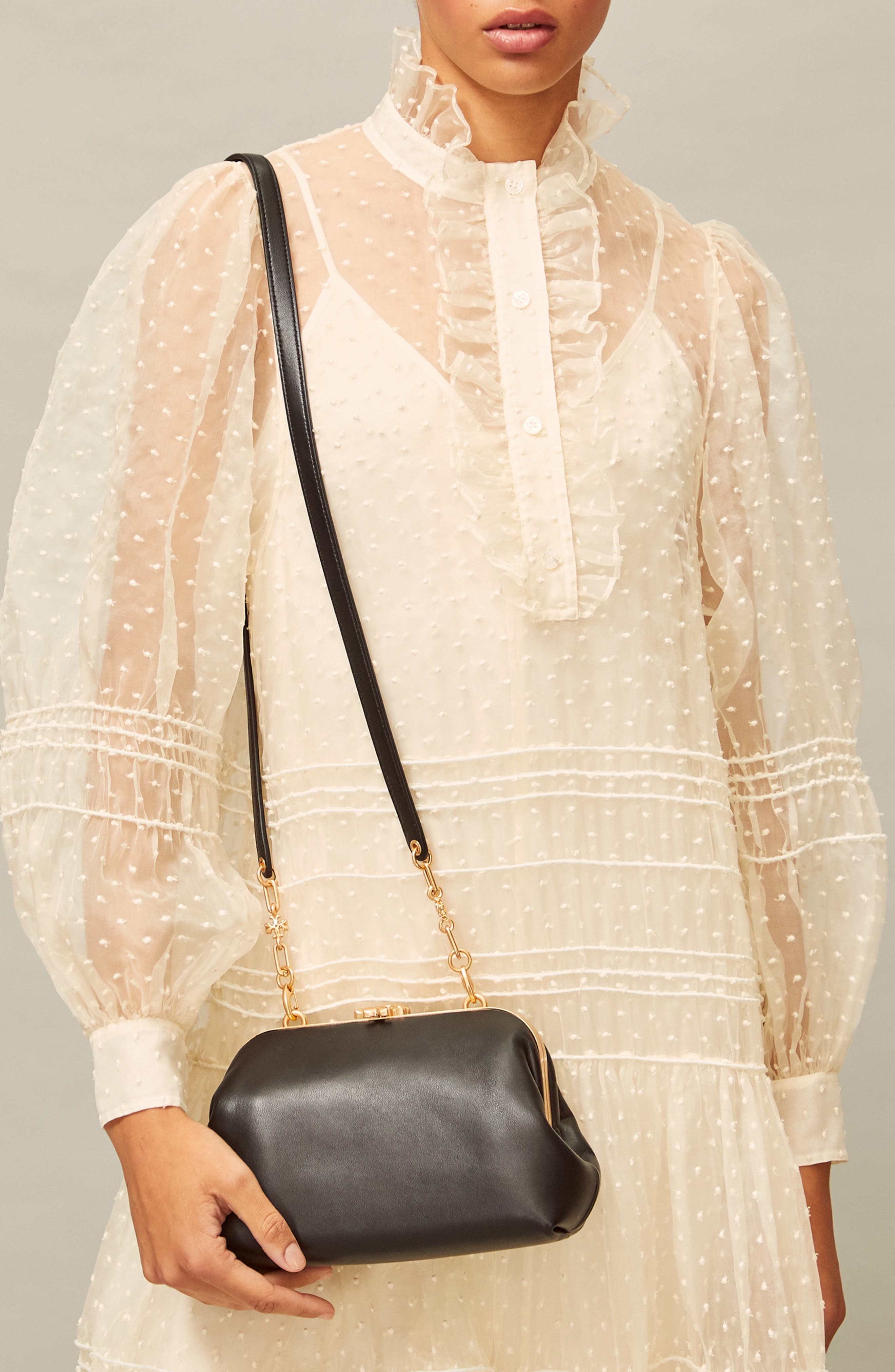 Tory Burch Cleo Frame Lock Small Bag, Alternate, color, 