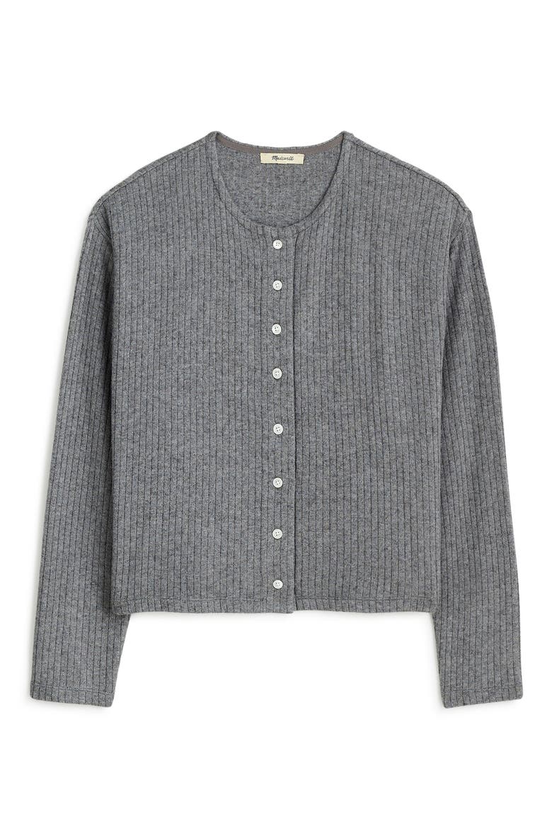 Relaxed Rib Button Front Cardigan, Main, color, HEATHER GREY