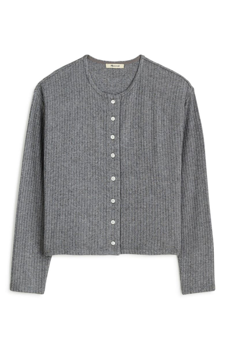 Madewell Relaxed Rib Button Front Cardigan, Main, color, Heather Grey