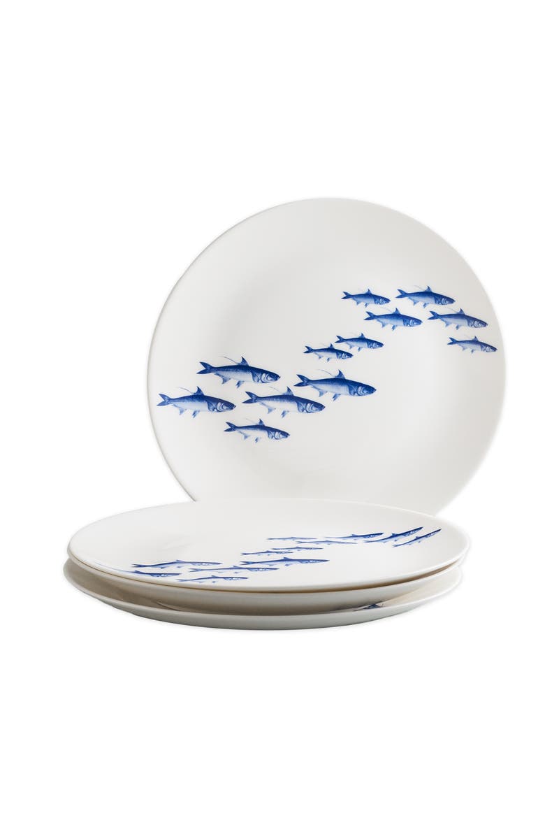 School of Fish Blue Coupe Dinner Plate - Porcelain - Set 4, Alternate, color, BLUE