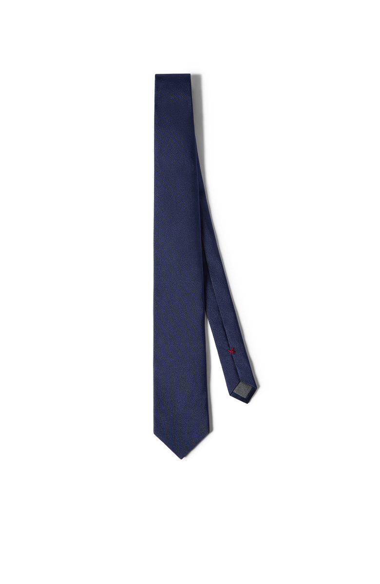 Brunello Cucinelli Textured silk twill tie, Main, color, Blue