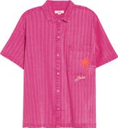 Rip Curl Hotel Malibu Embroidered Yarn Dyed Stripe Button-Up Shirt