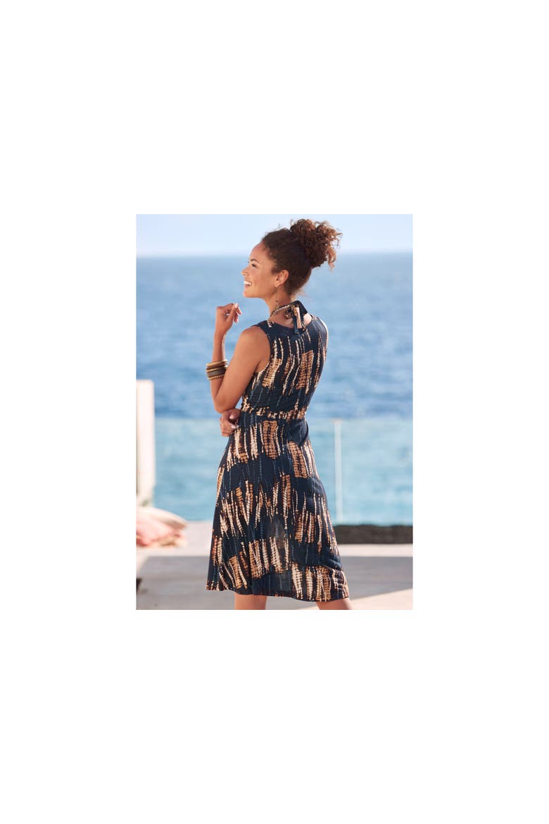 Women's Strap Detail Printed Dress, Alternate, color, Navy Printed