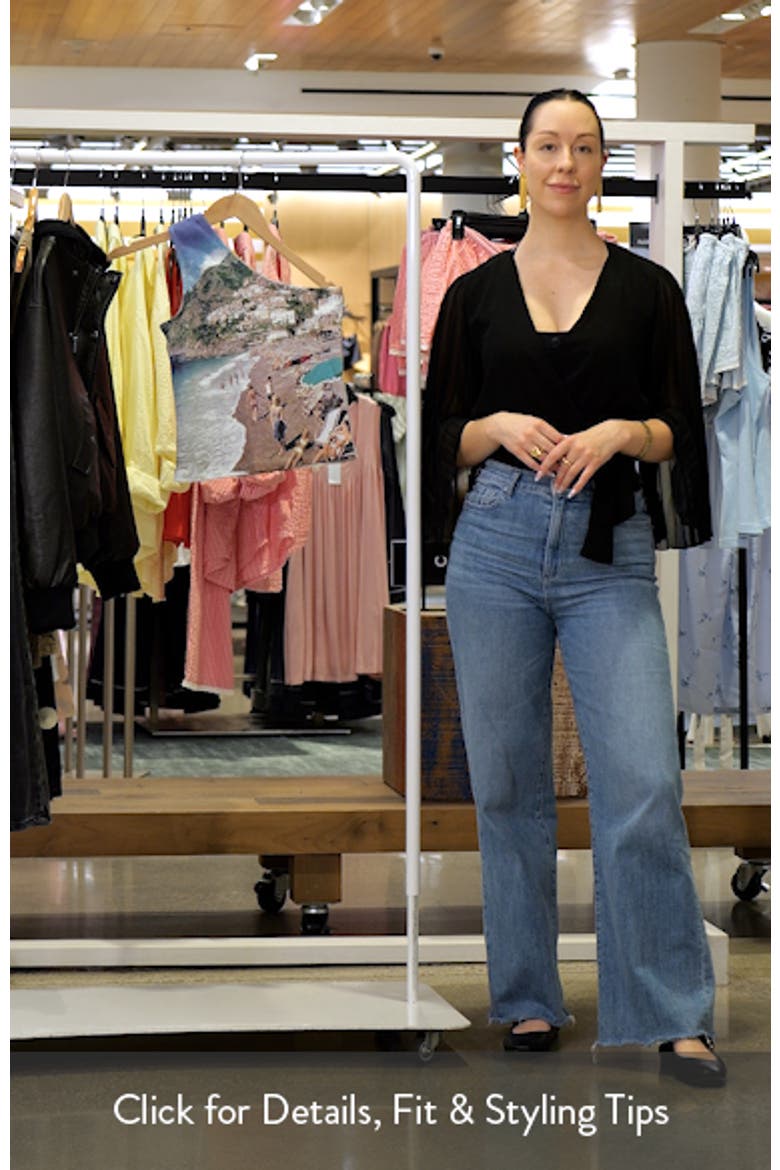 Placement Print One-Shoulder Ribbed Top video