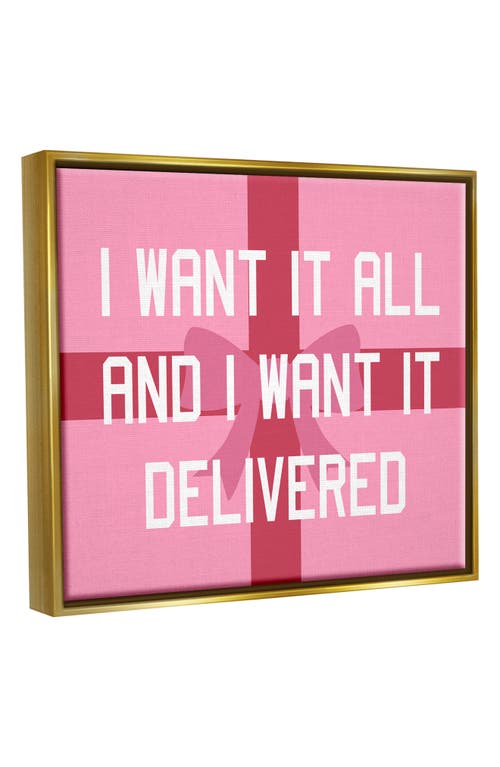 Stupell Industries Gifts Delivered Framed Canvas Wall Art In Pink