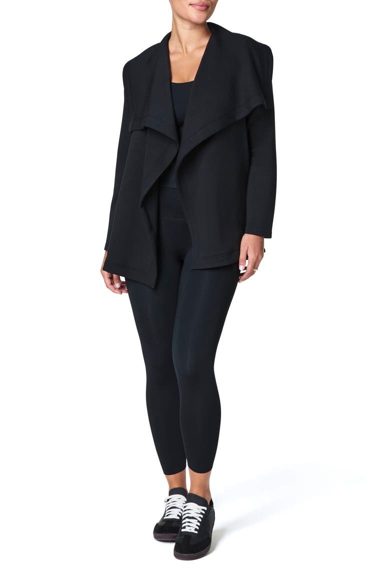 AirEssentials Open Wrap Cardigan, Alternate, color, VERY BLACK