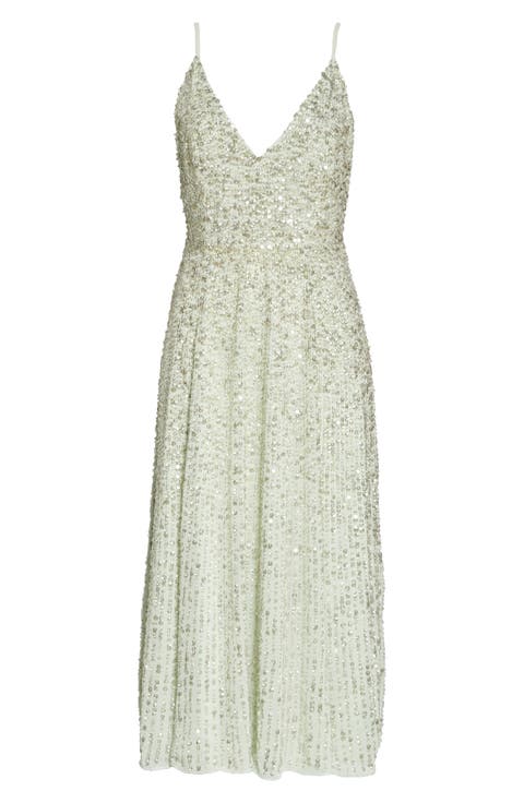 Embellished Open Back Midi Dress