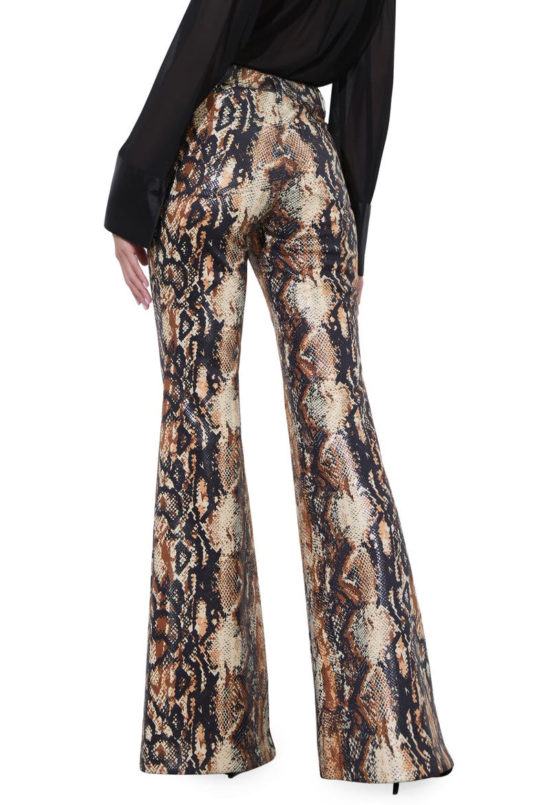 Cristena Snake Print Faux Leather Flare Pants, Alternate, color, CAMEL/ BLACK SNAKE