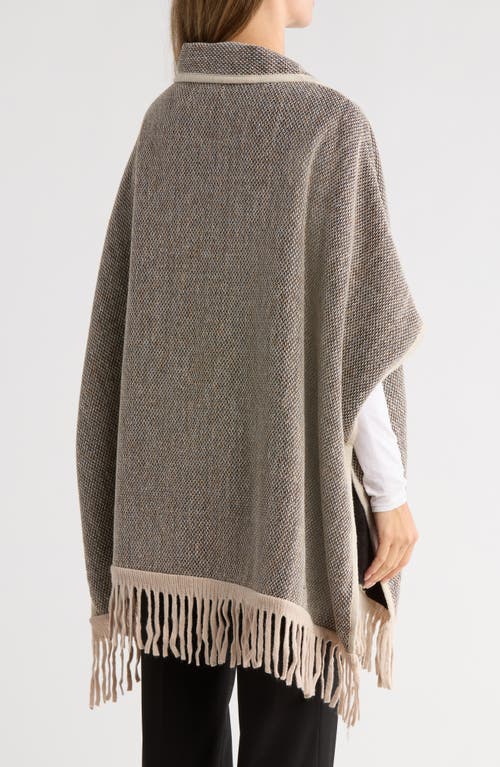 Nanette Lepore Faux Fur Lined Jacquard Ruana In Brown