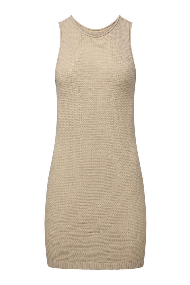 Linen Knit Scoop Back Mini Dress, Alternate, color, BIRCH