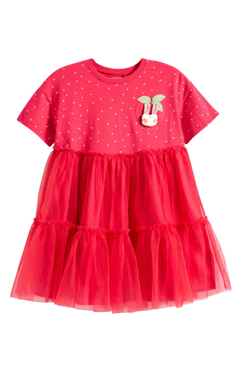 NEXT Kids' Dot Bunny Tulle Dress, Main, color, Red