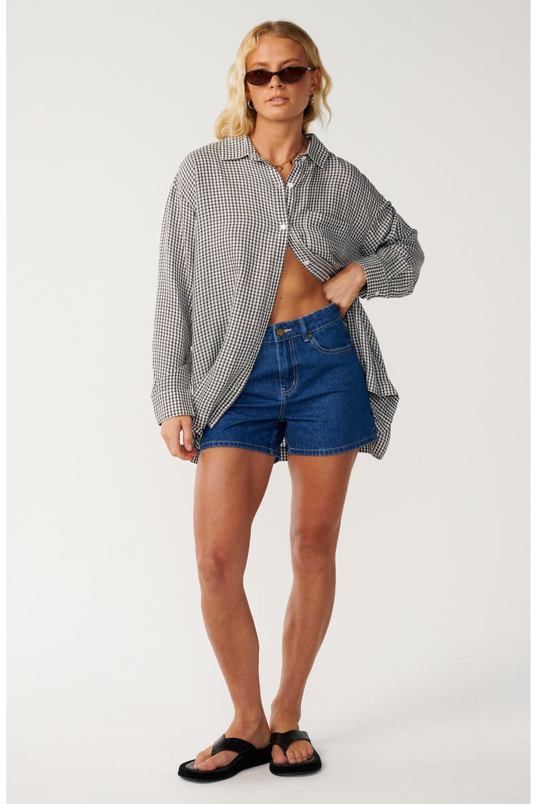 Vibe Surf Oversize Button-Up Shirt, Alternate, color, BLACK/ OFF WHITE