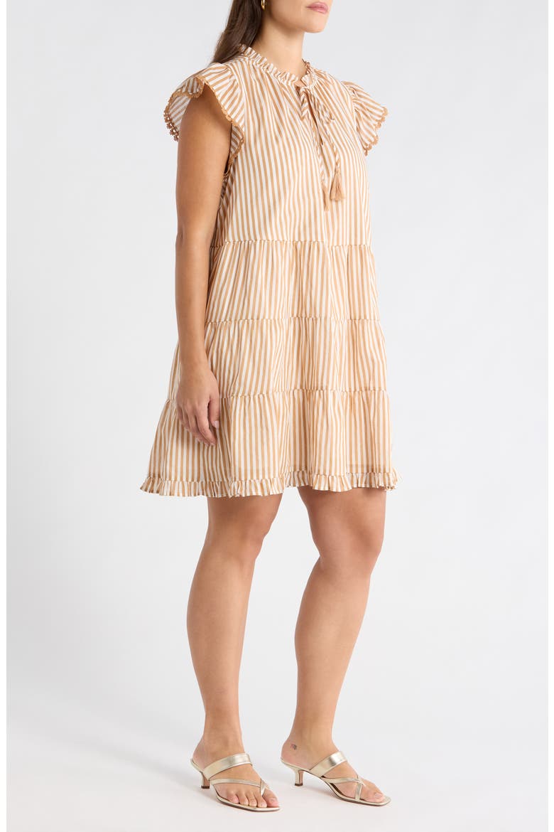 Dream State Striped Yodi Cotton Shift Minidress, Alternate, color, TAUPE-MULTI