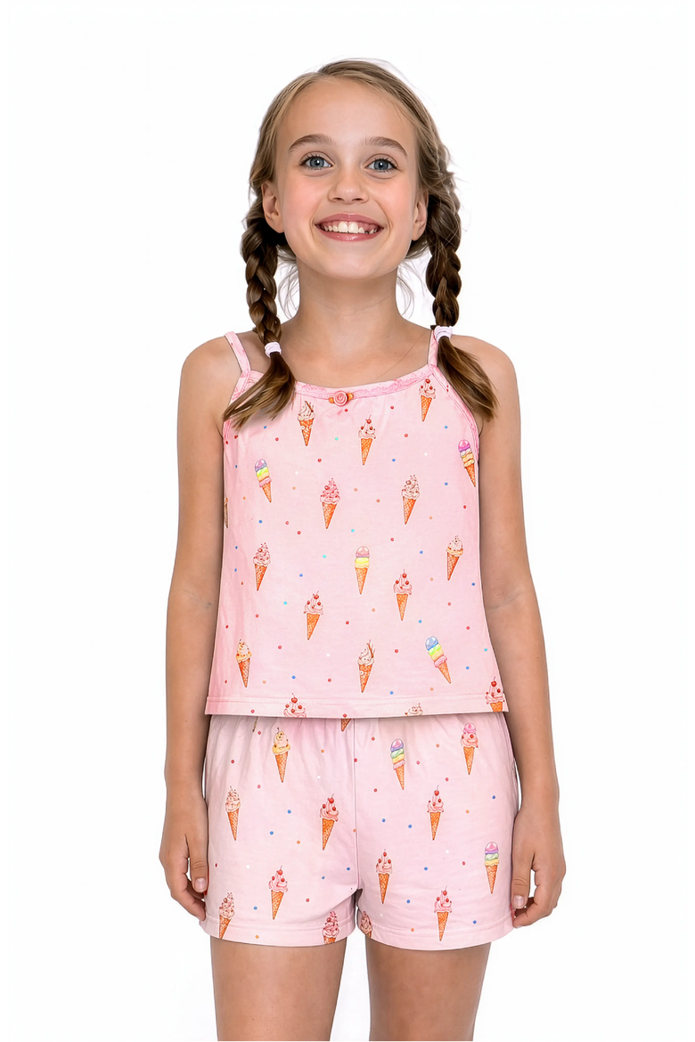Ice Cream Print Cami Jersey Set, Alternate, color, Pink
