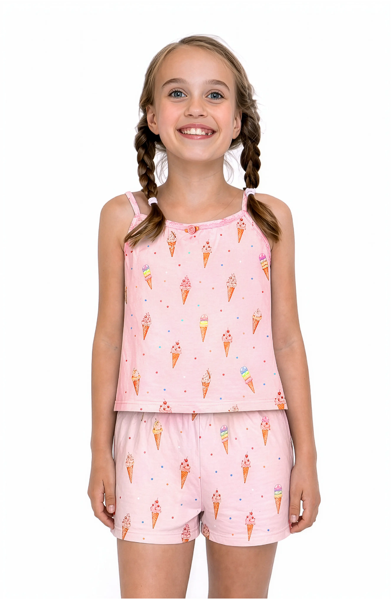 Preppy Goose Ice Cream Print Cami Jersey Set, Alternate, color, Pink