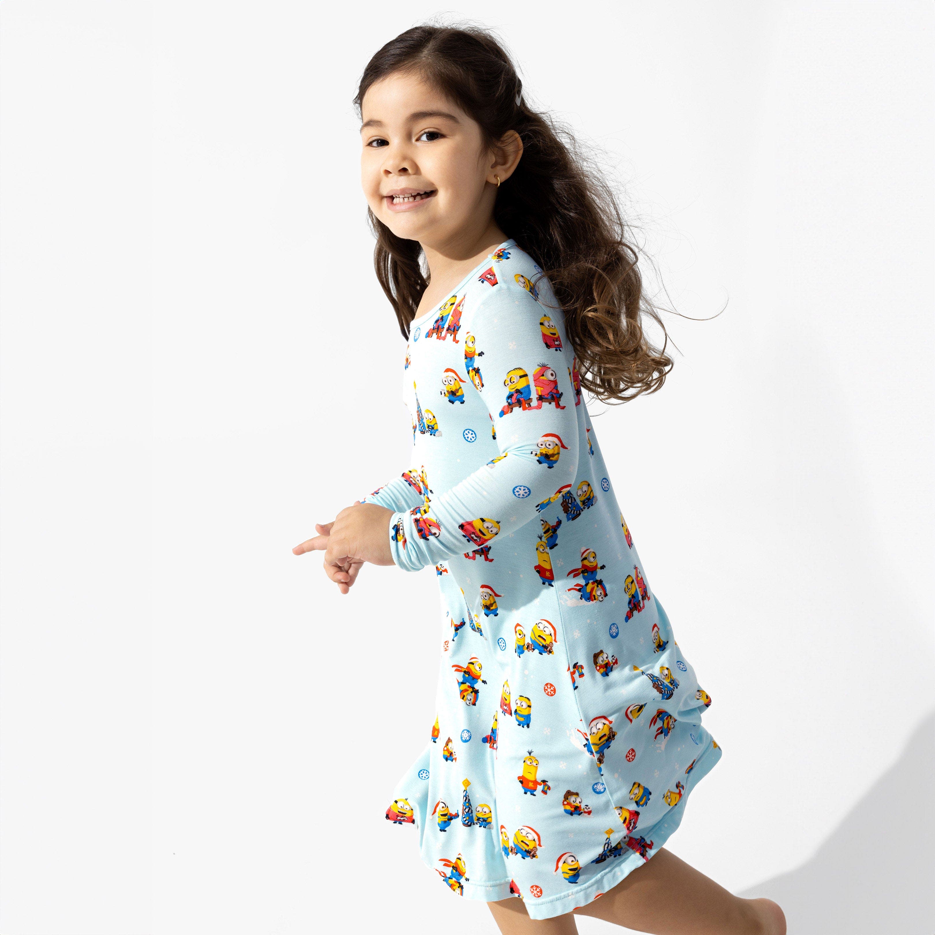 Bellabu Bear Kids' Merry Minions Holiday Long Sleeve Dress | Nordstrom