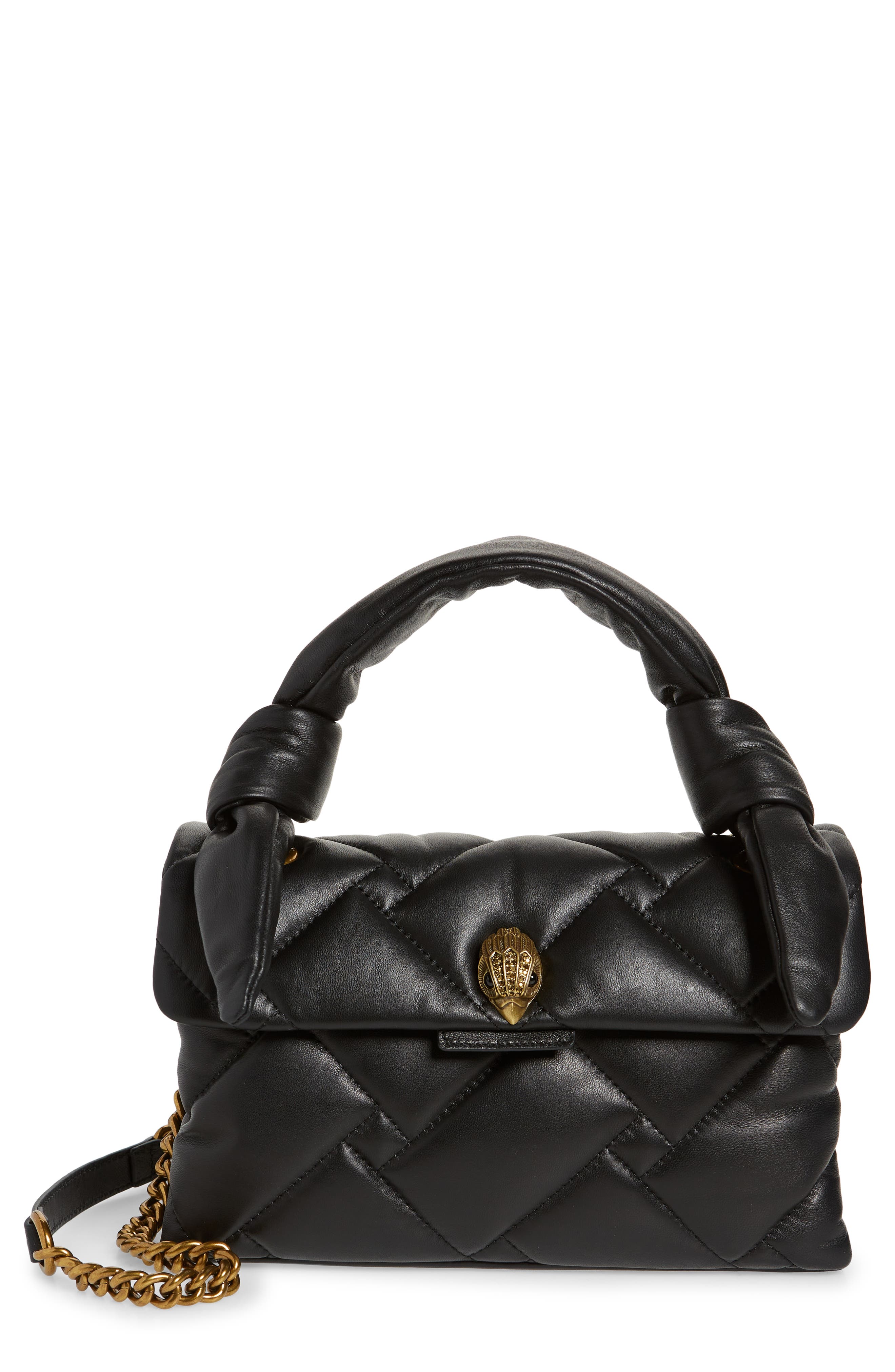 Kurt Geiger London Kensington Knot Handle Quilted Leather Crossbody Bag, Main, color, 