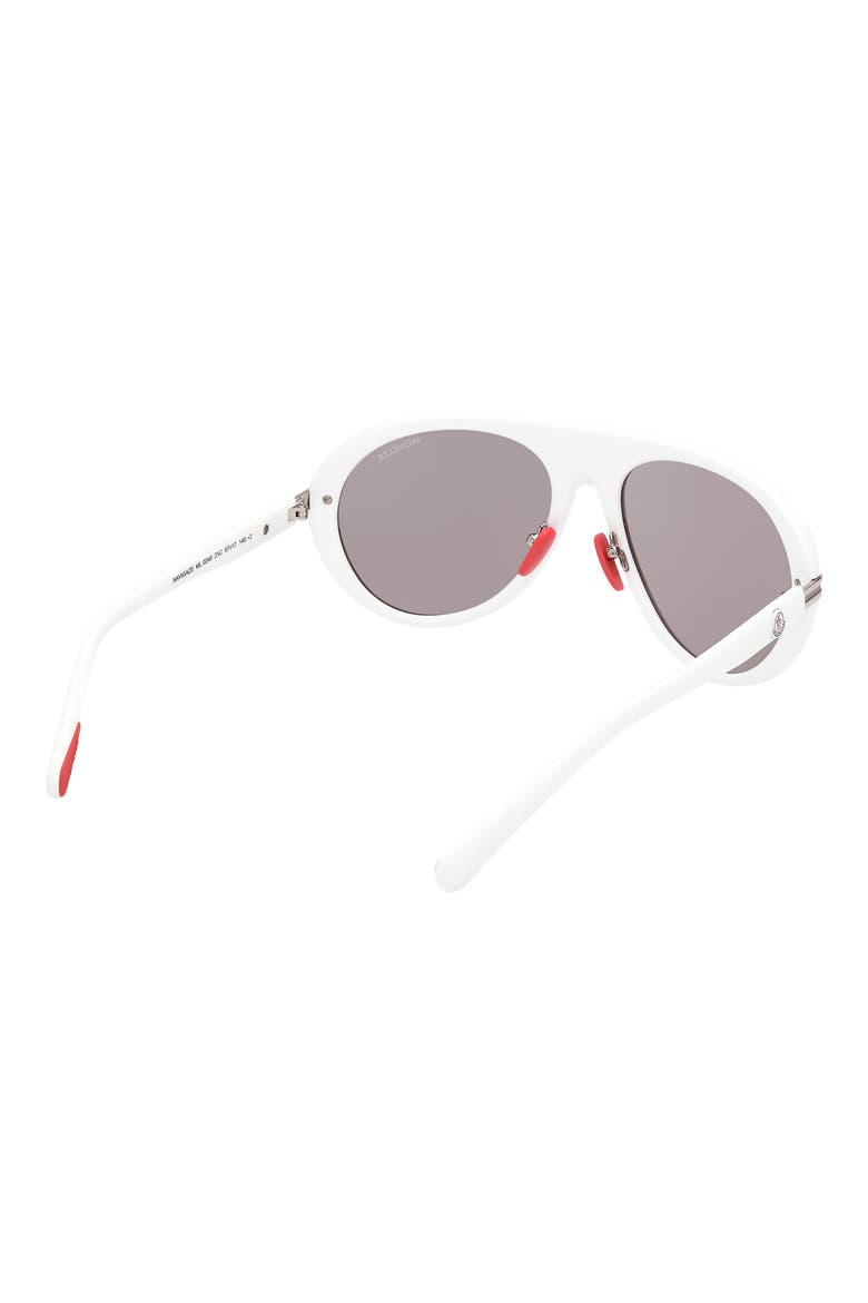57mm Mirrored Navigator Sunglasses, Alternate, color, SHINY WHITE / SMOKE