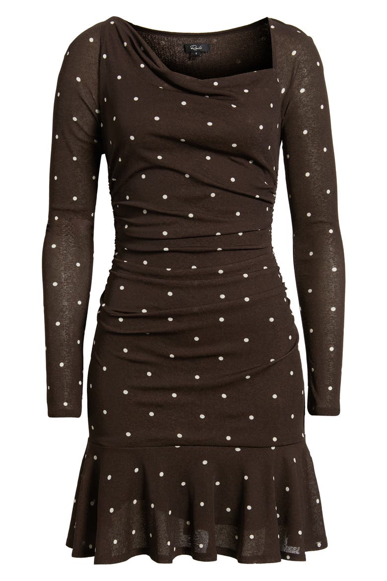 Celano Polka Dot Long Sleeve Minidress, Alternate, color, COCOA POLKA DOTS