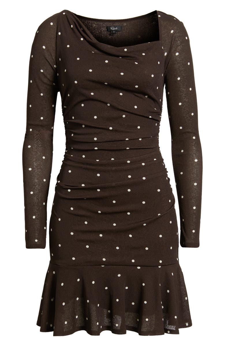 Rails Celano Polka Dot Long Sleeve Minidress, Alternate, color, Cocoa Polka Dots