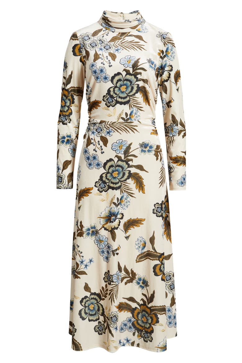 Floral Long Sleeve Velvet Dress, Alternate, color, IVORY MULTI