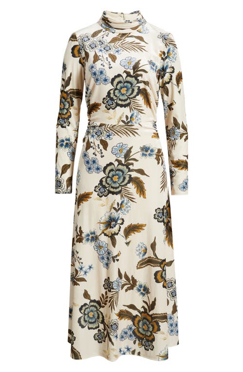 Julia Jordan Floral Long Sleeve Velvet Dress In White