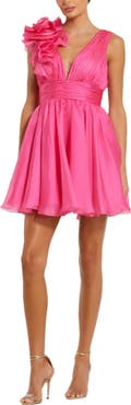 Mac Duggal Ruffle V Neck Fit & Flare Mini Dress
