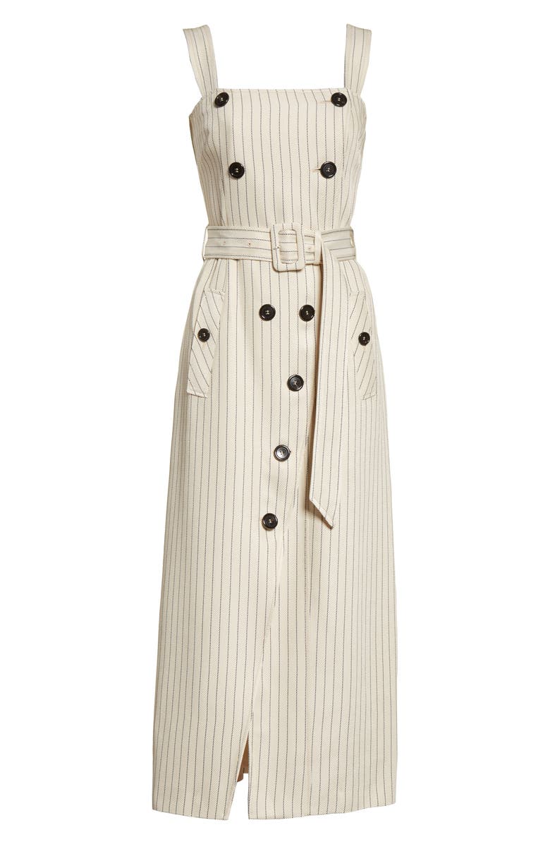Altuzarra Audrey Button Detail Pinstripe Dress, Alternate, color, 