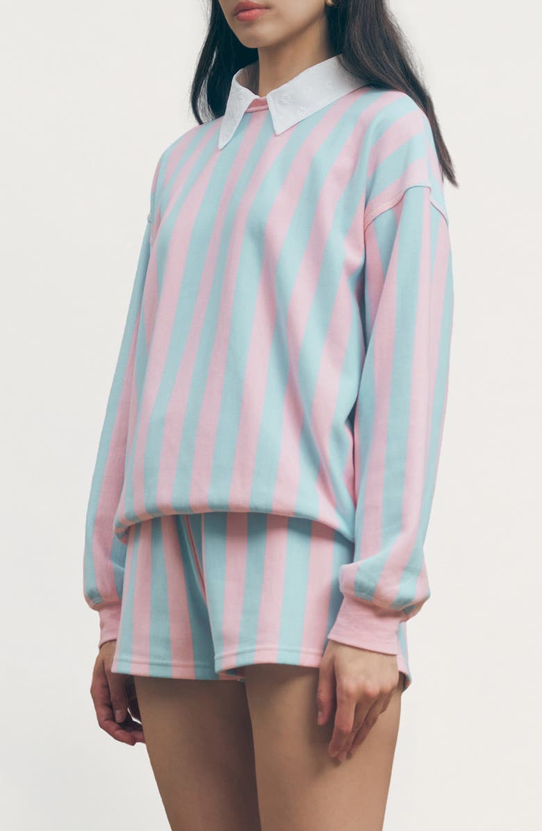 MAUDE CLUB Scout Stripe Sweatshirt, Alternate, color, Pink Blue