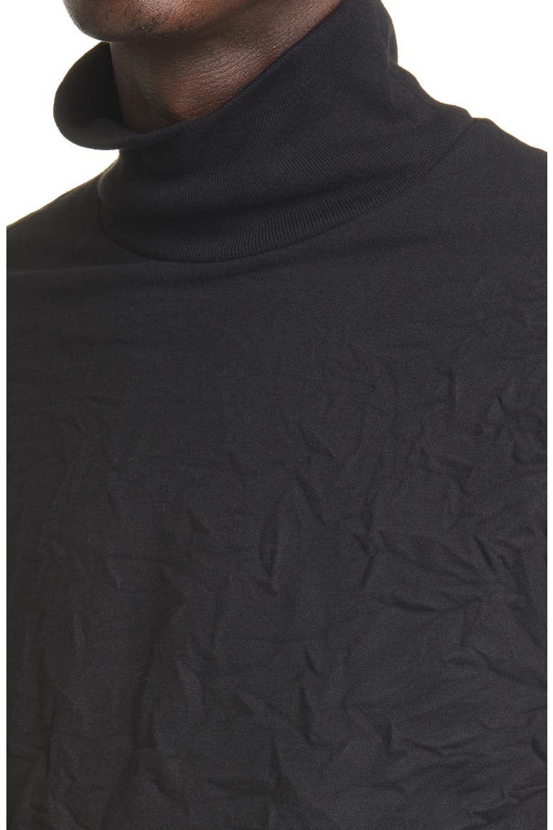 Mock Neck Wrinkled Fleece Top, Alternate, color, BLACK