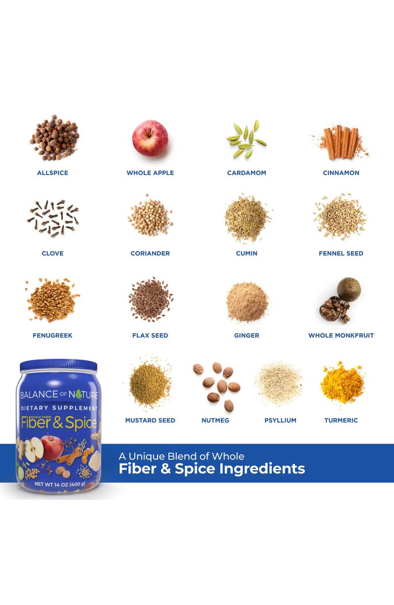 Balance of Nature Fiber and Spice Blend with Psyllium Husk Flaxseed Turmeric and Apple, Alternate, color, NO COLOR