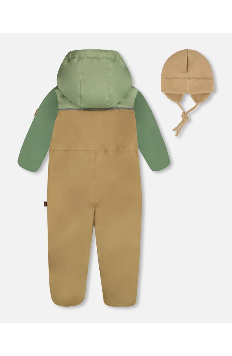 Deux par Deux Baby Boy's Baby Colorblock Mid-Season One-Piece Outerwear With Hat Pale Green, Sage, And Tan, Alternate, color, 