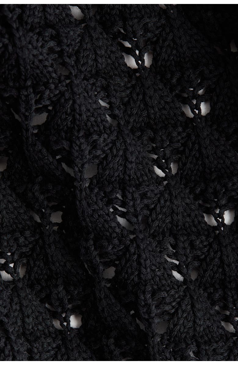 H&M Pointelle-knit T-shirt, Alternate, color, Black