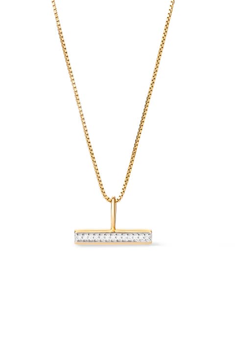 Solid Yellow Gold - Diamond Toggle Charm Necklace