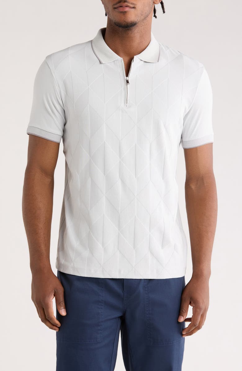 Cactus Man Tipped & Textured Half Zip Polo, Main, color, Grey W/ Dark Grey Tipping