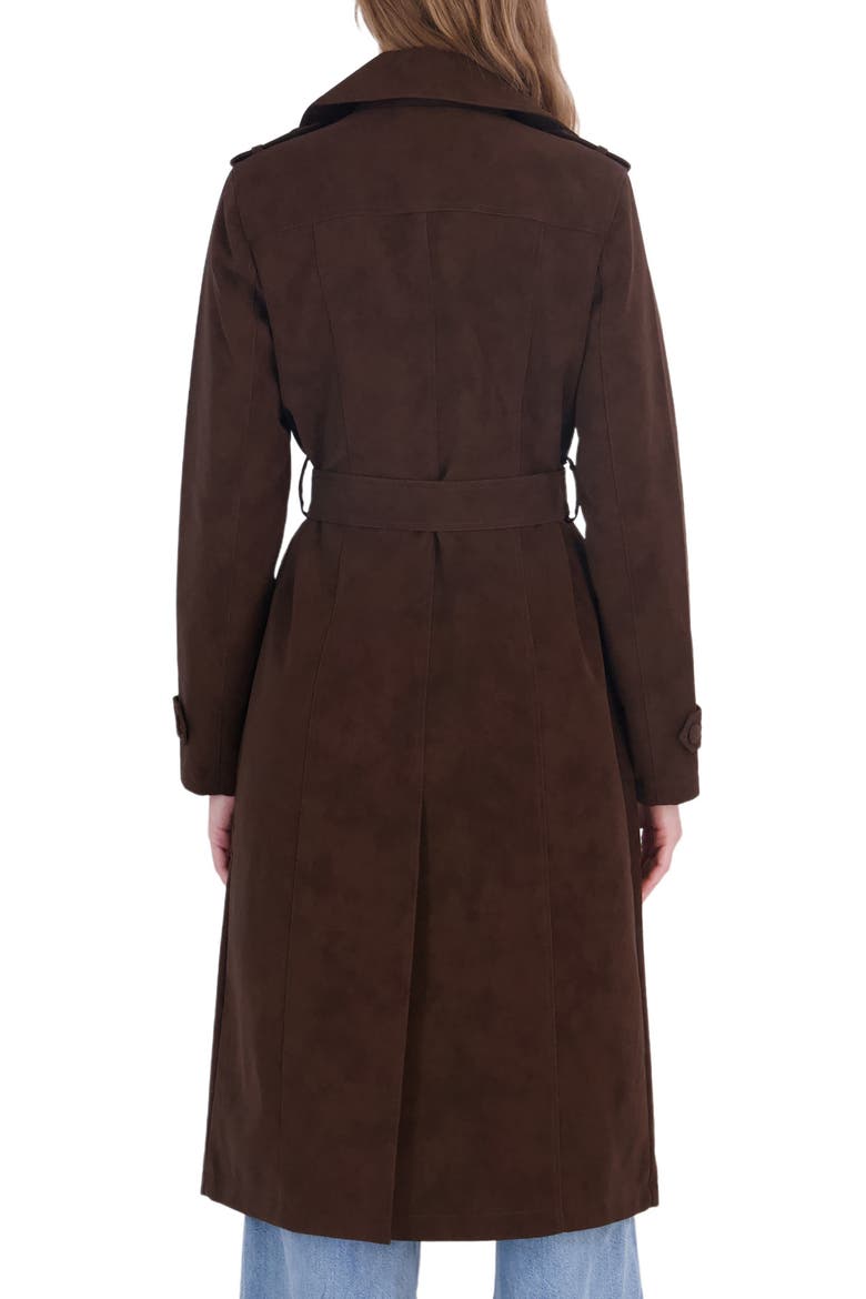 Faux Leather Trench Coat, Alternate, color, BROWN