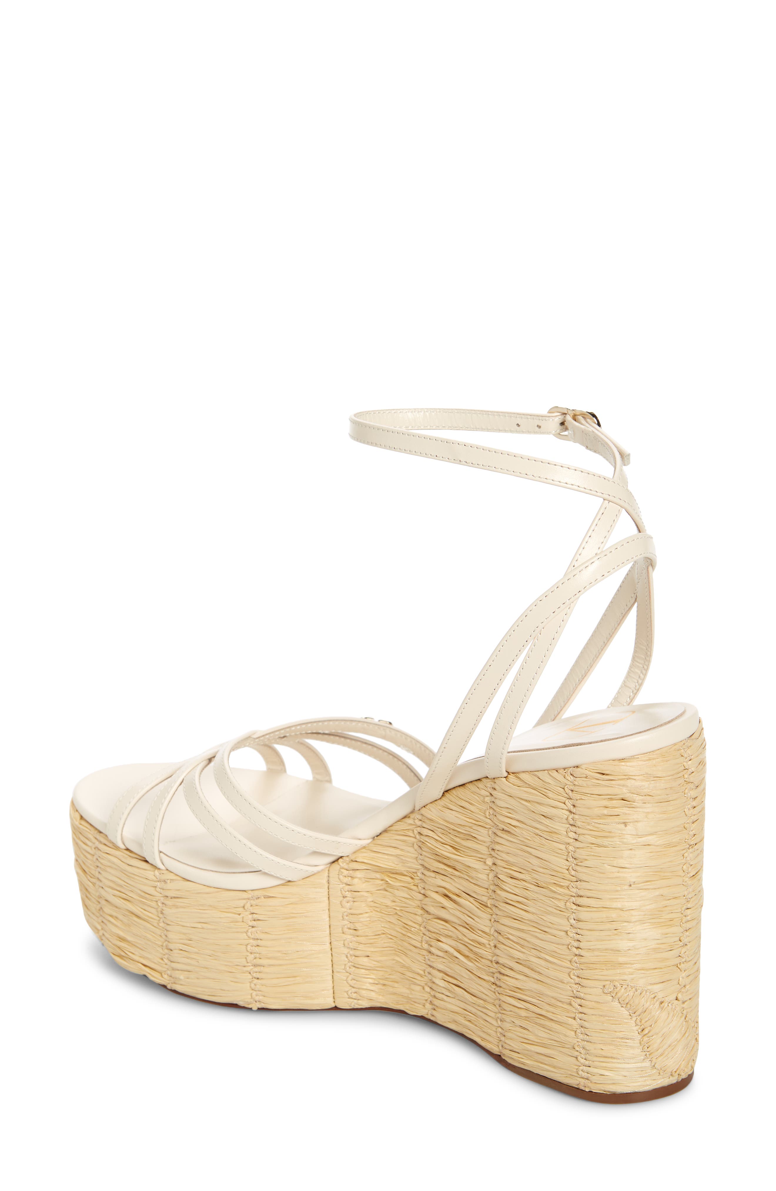 Valentino Garavani Raflower Platform Wedge Sandal, Alternate, color, Light Ivory/ Naturale