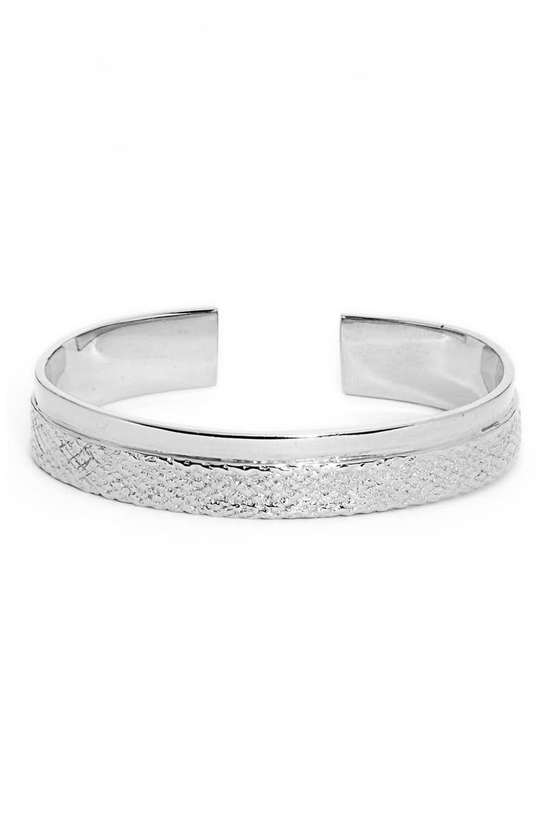 Norstrom Textured Open Cuff, Main, color, SILVER