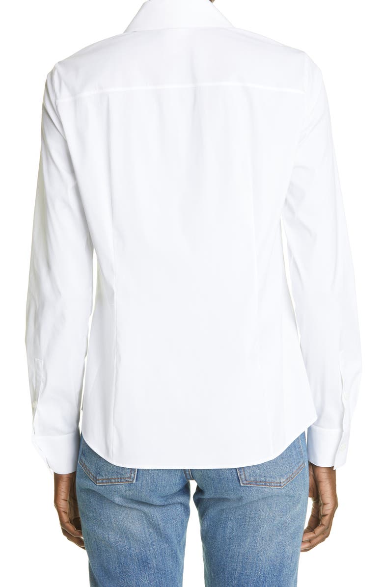 Lafayette 148 New York New York Kennedy Solid White Stretch Button-Up Shirt, Alternate, color,
