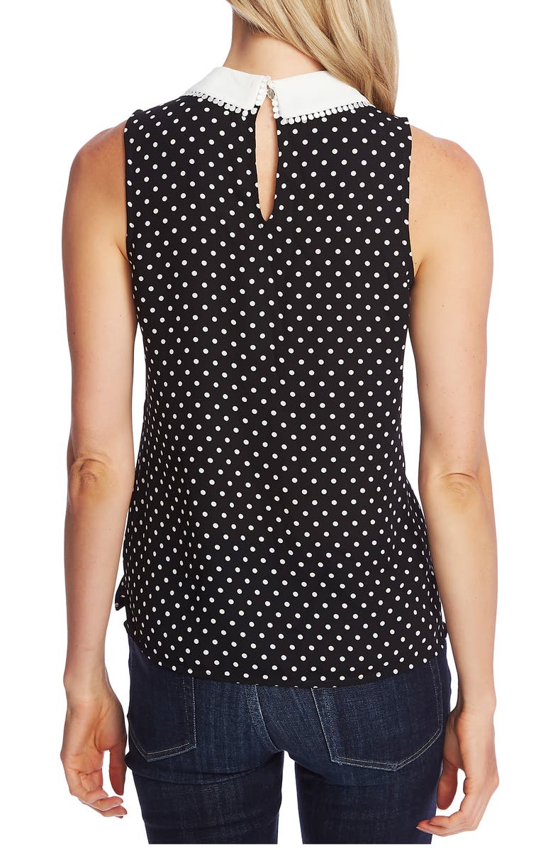 CeCe Heirloom Polka Dot Peter Pan Collar Sleeveless Blouse, Alternate, color, 