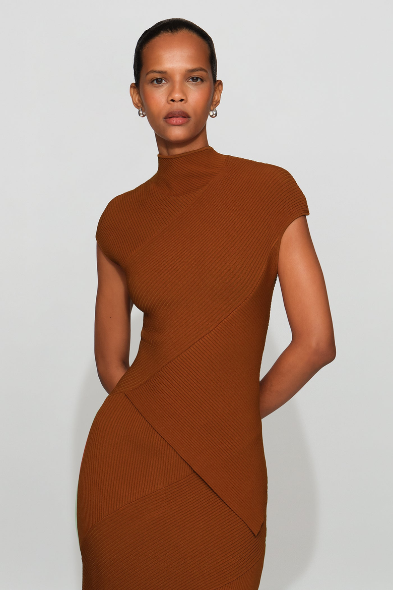Vienna Knit Dress, Alternate, color, deep cognac
