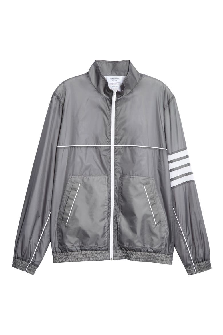 Oversize Zip Front Track Jacket, Alternate, color, SILVER
