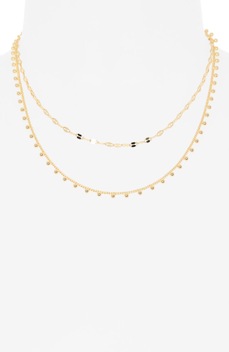 NORDSTROM RACK Set of 2 Demi Fine Ball Drop Necklaces, Alternate, color, Gold