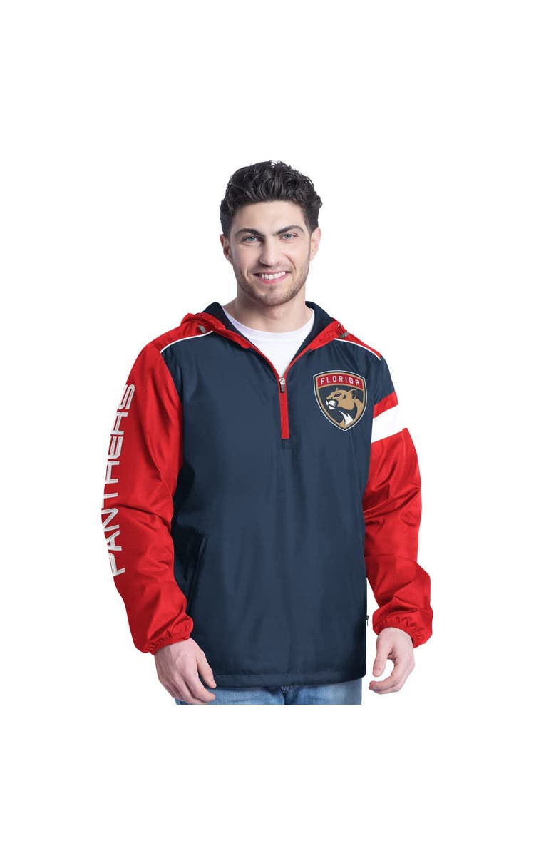 G-III SPORTS BY CARL BANKS Men's G-III Sports by Carl Banks Navy/Red Florida Panthers Lateral Half-Zip Hoodie Jacket, Alternate, color, 
